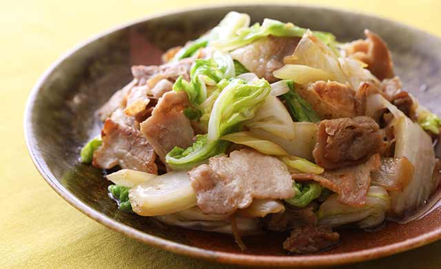 白菜と豚肉の甘辛炒めの完成写真
