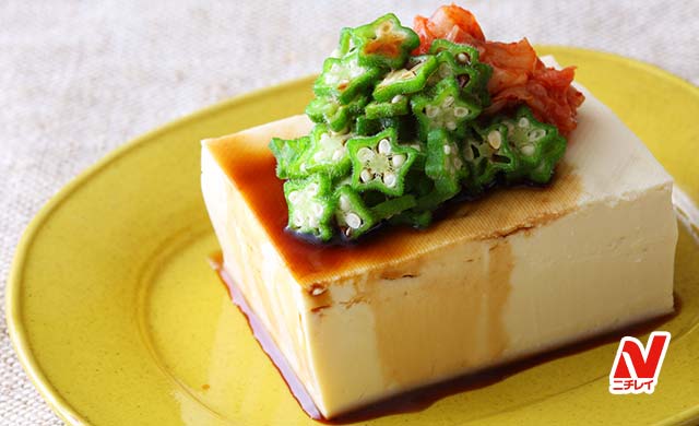 オクラのキムチ冷や奴の写真