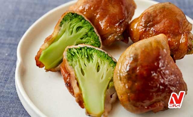 ブロッコリーに肉巻きの写真